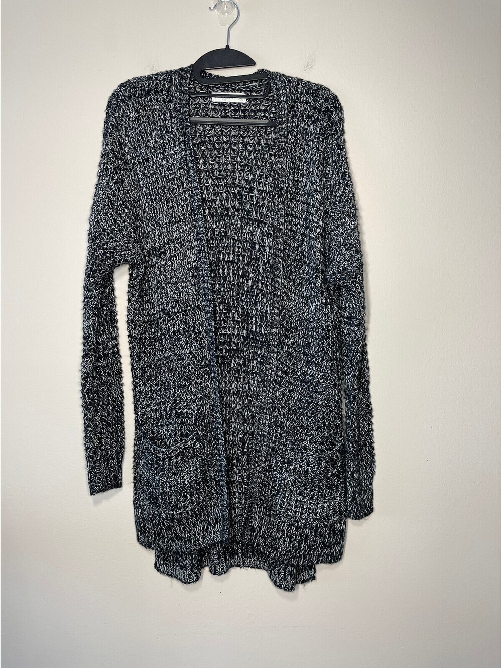 Abercrombie Kids Black Chunky Knit Open Front Cardigan Sz XL